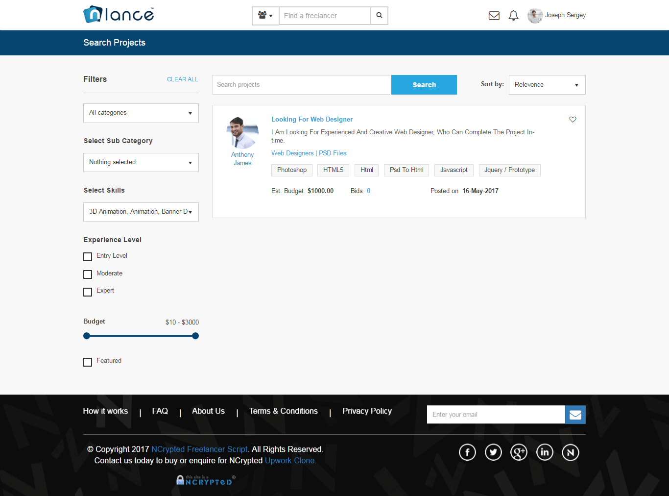 Nlance project listings